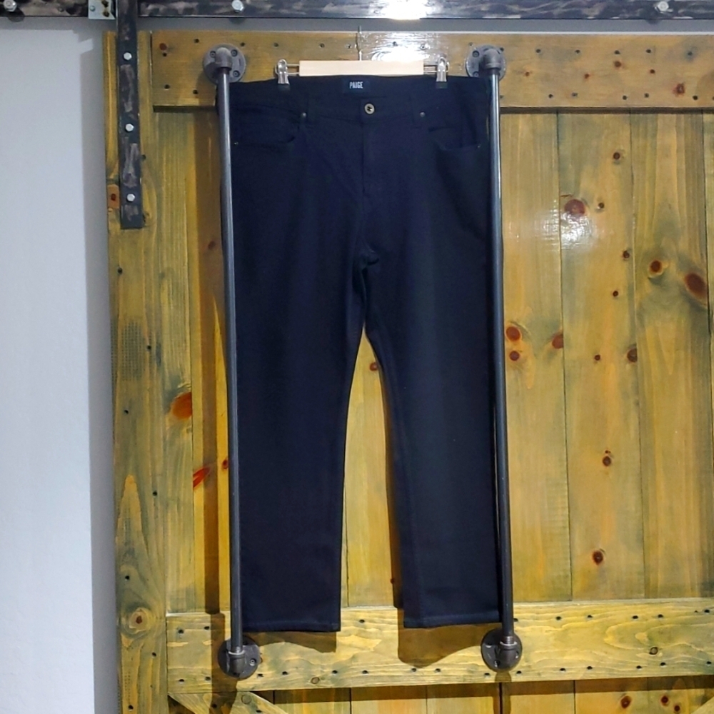 MENS PAIGE LENNOX SLIM STRETCH  BLACK JEANS SIZE 38
